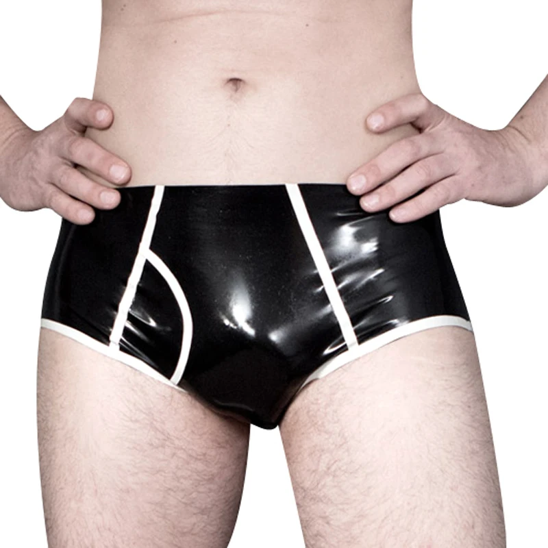 Boyshort Underwear - パーティーラテックスブリーフストライプ穴ゴムパンティーショーツボーイショーツパンツ下着パンツ