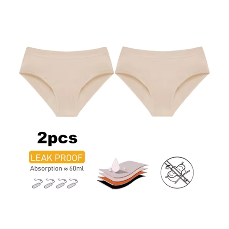 Period Panty Absorbent - 2Pc ヘビーフロー純綿月経パンティー 4 層女性生理生理下着吸収性漏れ防止月経パンティー