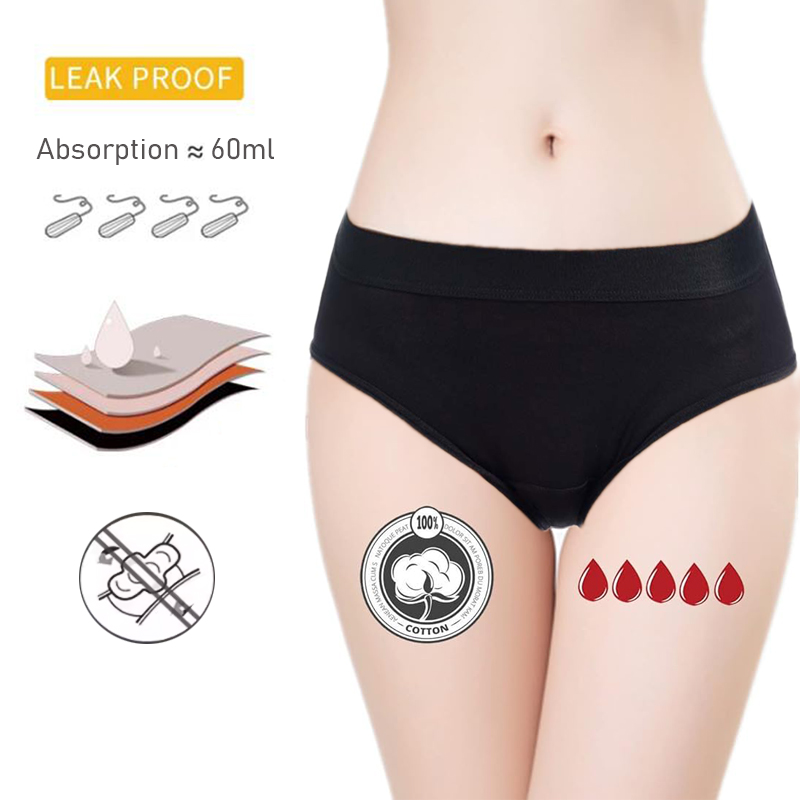 Period Panty Absorbent - 4層吸収性漏れ防止生理用パンティー女性用月経ヘビーフロー生理パンツプラスサイズ綿産後ブリーフ