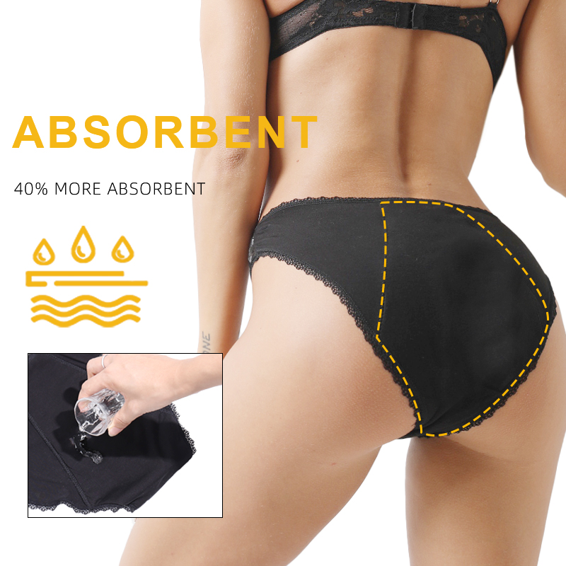 竹繊維の快適な女性用生理用ショーツ、4層構造の漏れ防止吸収性 - Period Panty Absorbent のレビューと価格
