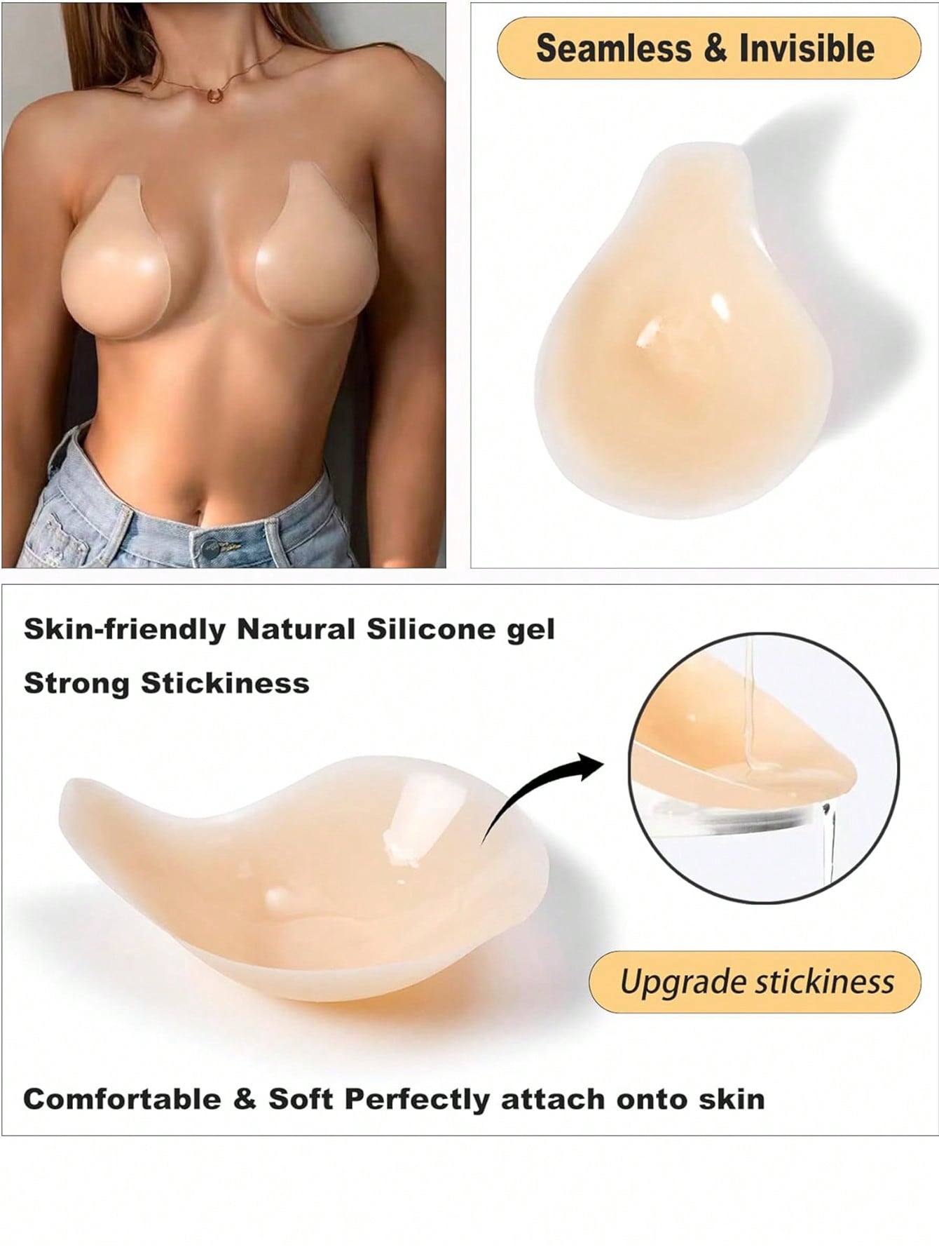 1組追加 リフトアップ ニップルカバー 超シームレス 粘着性 - Nipple Cover Pasties のレビューと価格