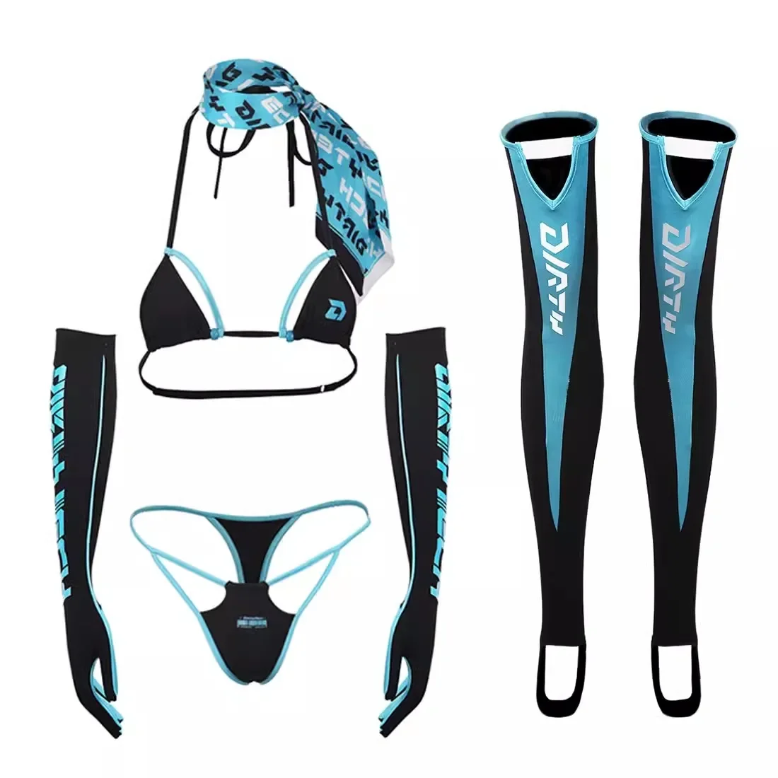 女性用セクシー5点ビキニセット アニメコスプレ レーシングT - Thong Bikini Women のレビューと価格