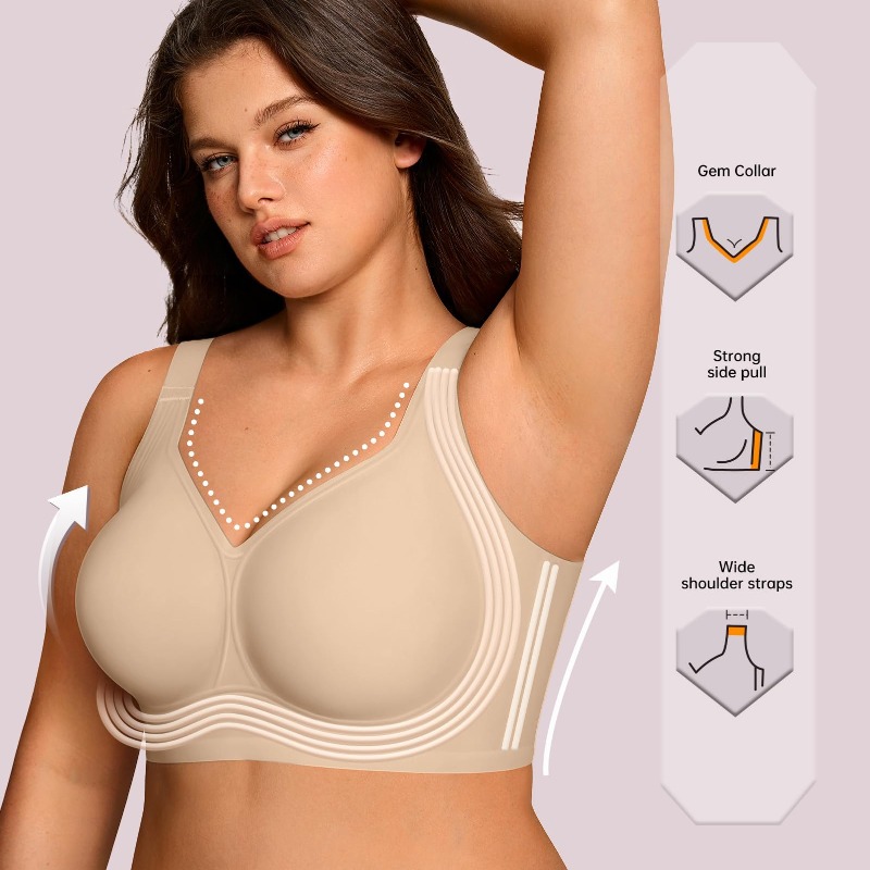 プラスサイズ ワイヤレス ジェリーブラ レディース サポート - Push Up Bra Padded のレビューと価格