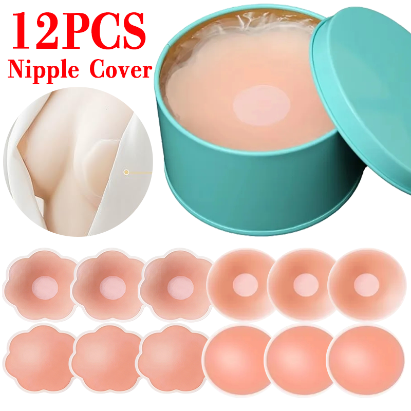 6/12個入り 目に見えない粘着式チェストパッド 再利用可能 - Nipple Cover Pasties のレビューと価格