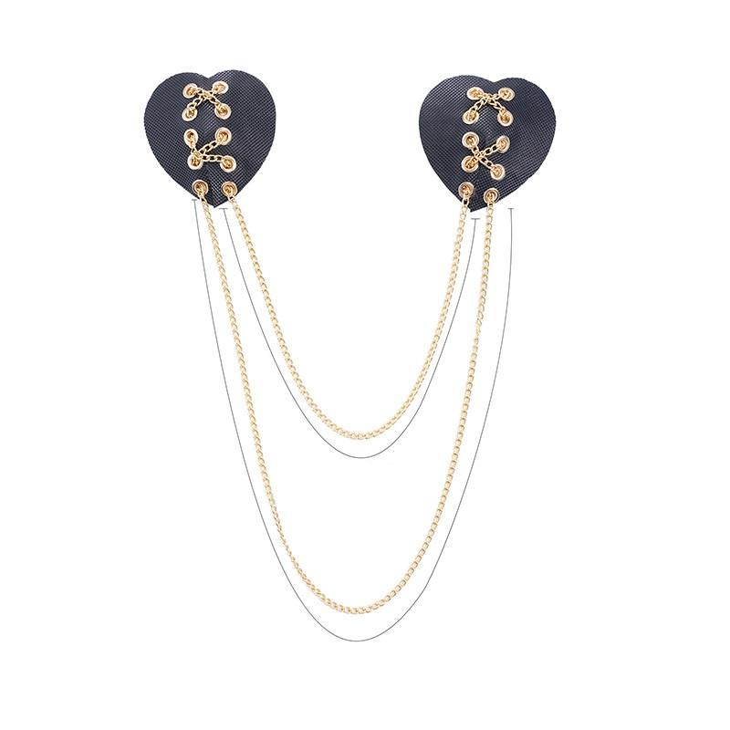 再利用可能なチェーンニップルカバー セクシーボンデージチョー - Nipple Cover Pasties のレビューと価格