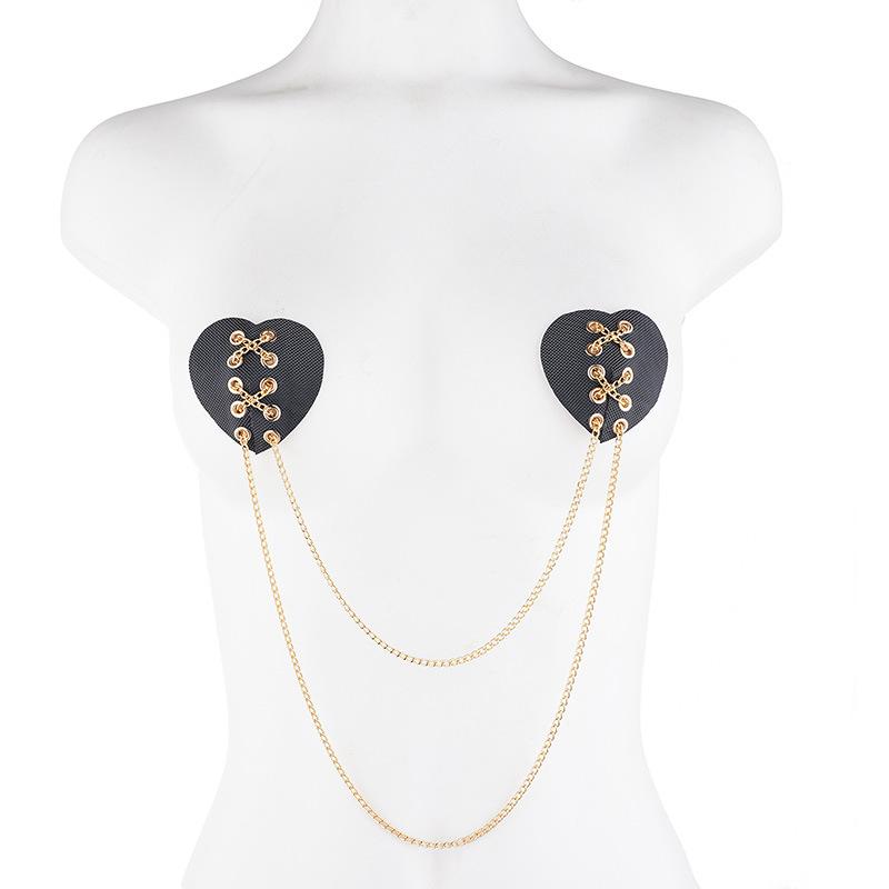 再利用可能なチェーンニップルカバー セクシーボンデージチョー - Nipple Cover Pasties のレビューと価格