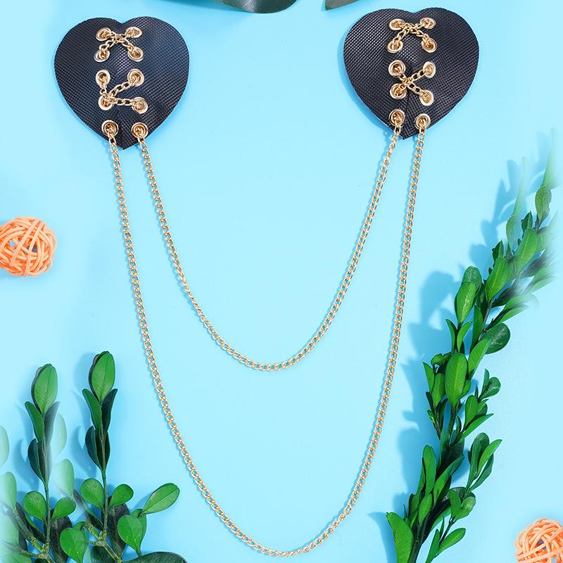 再利用可能なチェーンニップルカバー セクシーボンデージチョー - Nipple Cover Pasties のレビューと価格