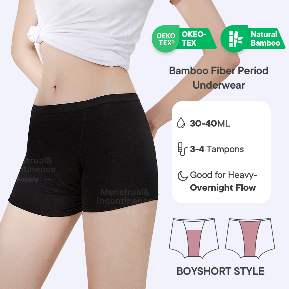 竹繊維生理用ショーツ 女性用 漏れ防止 通気性 4層構造 再 - Boyshort Underwear のレビューと価格
